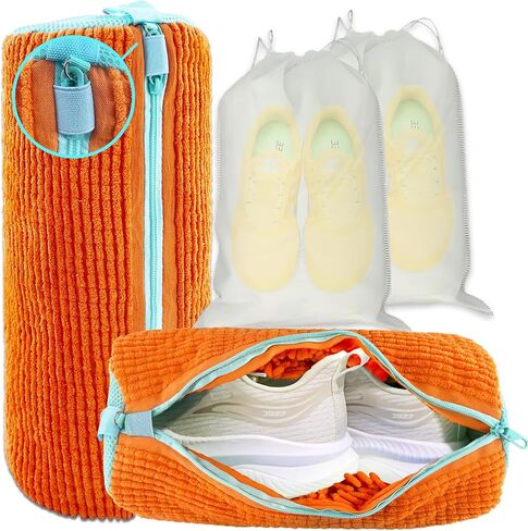 XXL Shoe Washing Machine Bag - 2 Reusable Shoe Cleaning Bags, Shoe Laundry Bag with Zipper Protection Design, 360° Deep Clean for Sneaker Tennis Shoe, Include 2 Shoe Storage Dust Bags (Yellow) in Kuwait