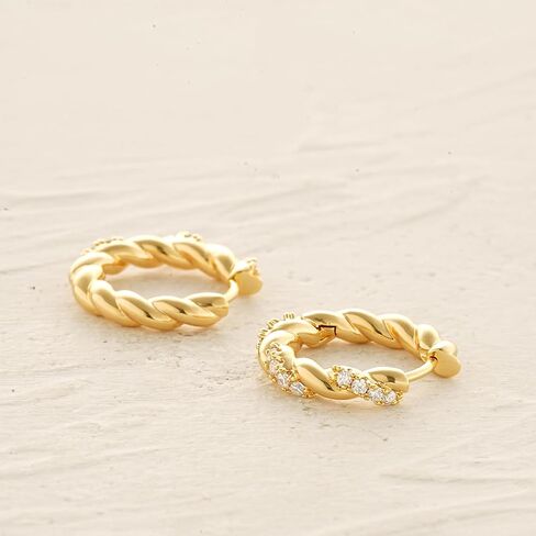 MYEARS Women Huggie Earrings Gold Hoop 14K Gold Filled Small Simple Handmade Hypoallergenic Everyday Jewelry in Kuwait