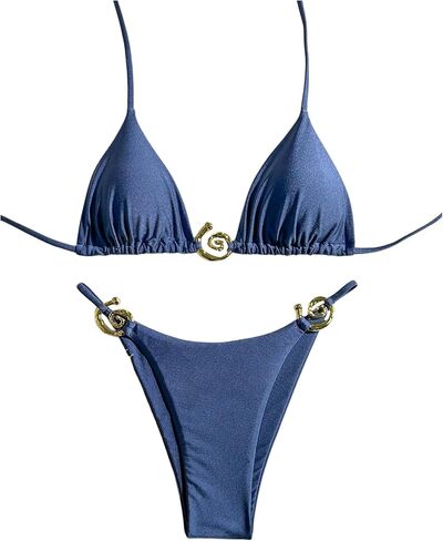 SHENHE Women's Thong Bikini Set Halter 2 Piece Swimsuit Triangle Metal Ring Bathing Suits in Saudi Arabia