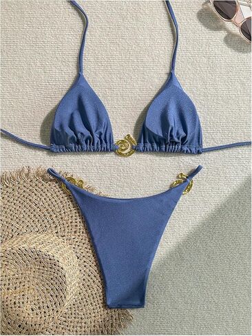 SHENHE Women's Thong Bikini Set Halter 2 Piece Swimsuit Triangle Metal Ring Bathing Suits in Saudi Arabia