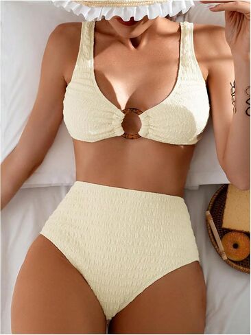 Soly Hux Women's 2 قطعة Bikini مجموعة ربط المرتبطة بدلة السباحة المليئة بالخصر in Saudi Arabia