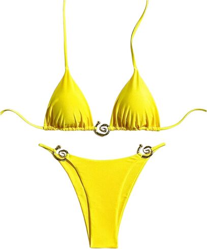 SHENHE Women's Thong Bikini Set Halter 2 Piece Swimsuit Triangle Metal Ring Bathing Suits in Saudi Arabia