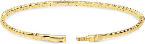 BERRICLE Sterling Silver Flexible Cubic Zirconia CZ Fashion Bangle Bracelet for Women, Yellow Gold Flashed in Saudi Arabia
