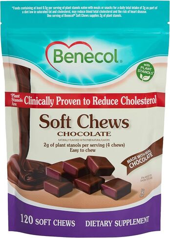 Benecol® Soft Chews - مصنوع من مصنع مصنع لخفض الكوليسترول المبتكر سريريًا - ملحق إدارة الكوليسترول (120 شوكولاتة مضغ) in Saudi Arabia