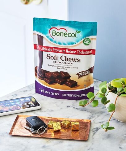 Benecol® Soft Chews - مصنوع من مصنع مصنع لخفض الكوليسترول المبتكر سريريًا - ملحق إدارة الكوليسترول (120 شوكولاتة مضغ) in Saudi Arabia