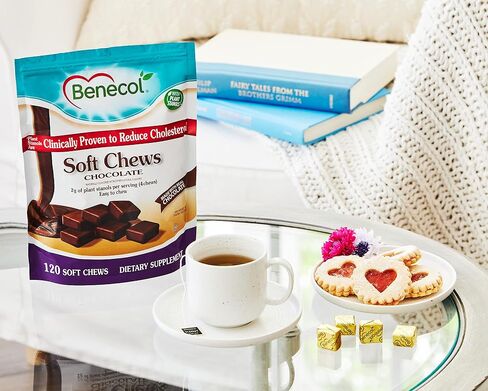 Benecol® Soft Chews - مصنوع من مصنع مصنع لخفض الكوليسترول المبتكر سريريًا - ملحق إدارة الكوليسترول (120 شوكولاتة مضغ) in Saudi Arabia