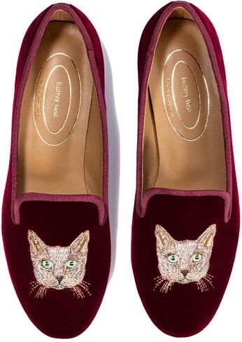 Journey West Women's Velvet Loafer Flat with Embroidery Velvet Slippers in Saudi Arabia