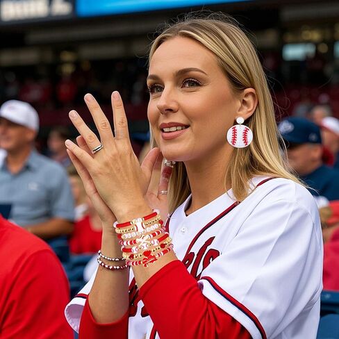 Baseball Bracelets Earrings for Women Stackable Preppy Beaded Heishi Bracelets Beaded Dangle Earrings Game Day Sports Baseball Mom Jewelry Accessories Party Favors in Kuwait