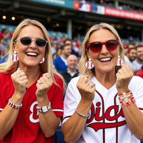 Baseball Bracelets Earrings for Women Stackable Preppy Beaded Heishi Bracelets Beaded Dangle Earrings Game Day Sports Baseball Mom Jewelry Accessories Party Favors in Kuwait