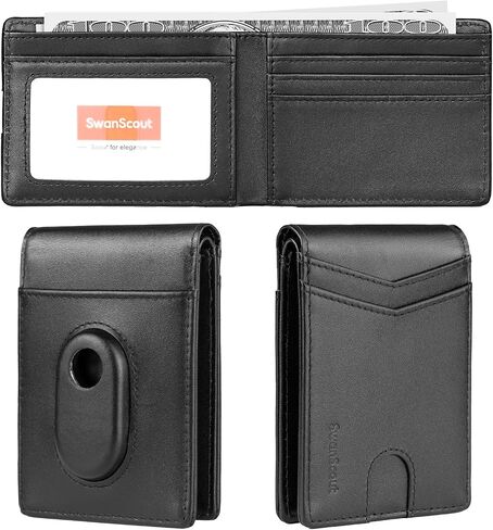 محفظة لـ Samsung Galaxy SmartTag2 ، إصدار جيب نقدي ، RFID حظر محفظة حقيقية من الجلد Bifold مع صندوق هدايا (لا تشمل تعقب) in Kuwait