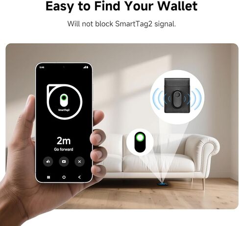 محفظة لـ Samsung Galaxy SmartTag2 ، إصدار جيب نقدي ، RFID حظر محفظة حقيقية من الجلد Bifold مع صندوق هدايا (لا تشمل تعقب) in Kuwait