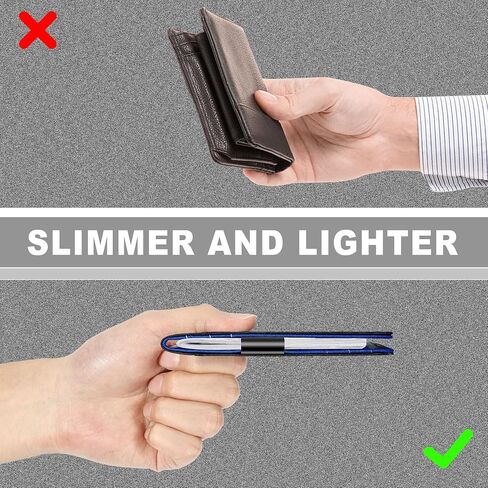 Define Essentials Carbon Fiber Minimalist Slim Bifold Wallet for Men - RFID Blocking, Money Clip, Genuine Leather - Stylish, Secure, and Functional (Color: Carbon Black&Orange) in Saudi Arabia