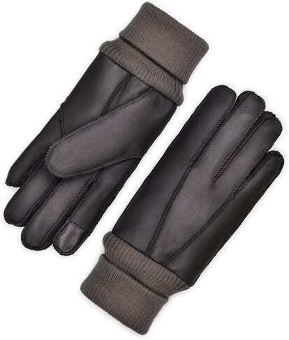 Harssidanzar Touchscreen Shearling Gloves,Women Warm Winter Leather Shearling Sheepskin Touchscreen Texting Gloves KL033US in Saudi Arabia