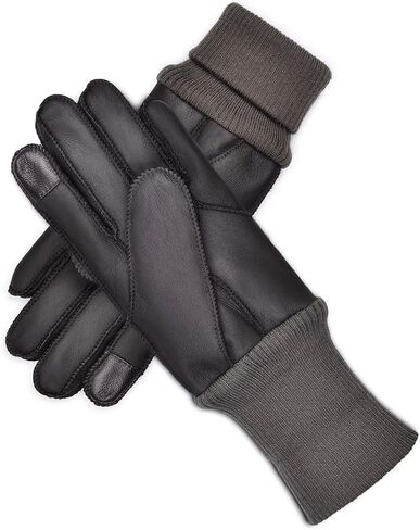 Harssidanzar Touchscreen Shearling Gloves,Women Warm Winter Leather Shearling Sheepskin Touchscreen Texting Gloves KL033US in Saudi Arabia