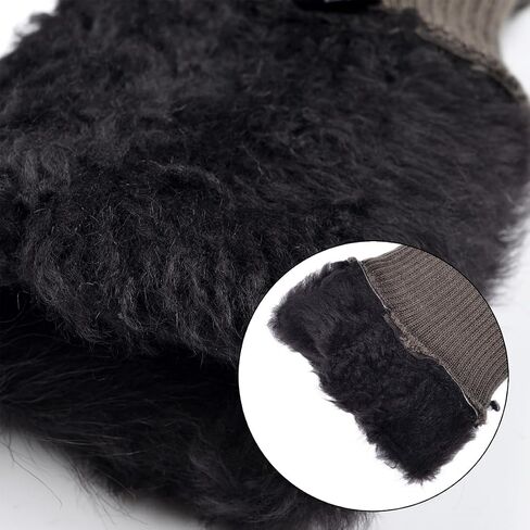 Harssidanzar Touchscreen Shearling Gloves,Women Warm Winter Leather Shearling Sheepskin Touchscreen Texting Gloves KL033US in Saudi Arabia
