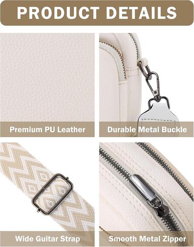 محفظة Crossbody للنساء مع حزام الغيتار الواسع القابل للتعديل ، وأكياس كتف كاتبة صغيرة من الجلد in Kuwait