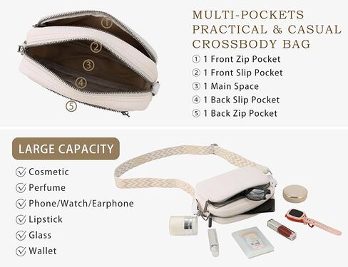 محفظة Crossbody للنساء مع حزام الغيتار الواسع القابل للتعديل ، وأكياس كتف كاتبة صغيرة من الجلد in Kuwait
