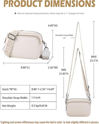 محفظة Crossbody للنساء مع حزام الغيتار الواسع القابل للتعديل ، وأكياس كتف كاتبة صغيرة من الجلد in Kuwait