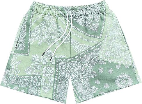 Mech-eng Men's Paisley Shorts Mesh Graphic Bandana Print Boho Summer Beach Smool Lightweight Remprats in Saudi Arabia