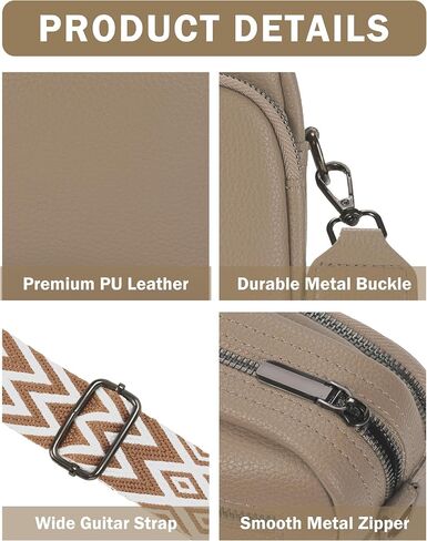 Crossbody Purse for Women with Adjustable Wide Guitar Strap, Small Vegan Leather Cross Body Camera Shoulder Bags in Kuwait