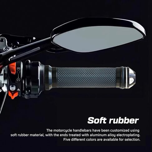 Motorcycle Grips for Handlebar, CNC Aluminum & Rubber Motorcycle Hand Grips with Bar End Cap, for 7/8" 22mm Handle Bars Compatible with Chopper Cruiser Street Bike Dirt Bike in Saudi Arabia