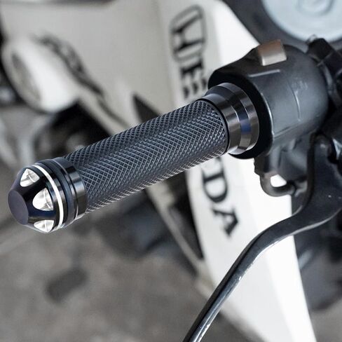 Motorcycle Grips for Handlebar, CNC Aluminum & Rubber Motorcycle Hand Grips with Bar End Cap, for 7/8" 22mm Handle Bars Compatible with Chopper Cruiser Street Bike Dirt Bike in Saudi Arabia