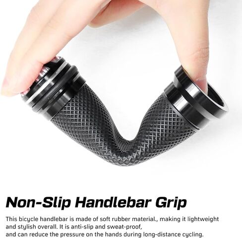 Motorcycle Grips for Handlebar, CNC Aluminum & Rubber Motorcycle Hand Grips with Bar End Cap, for 7/8" 22mm Handle Bars Compatible with Chopper Cruiser Street Bike Dirt Bike in Saudi Arabia