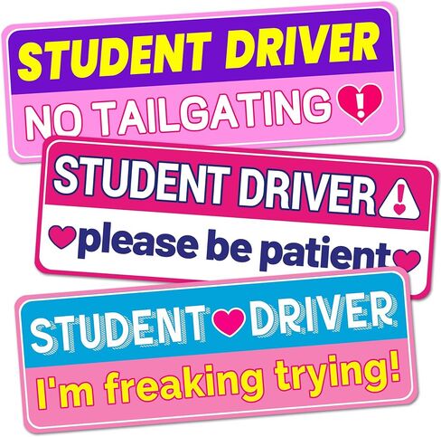 Teen Driver Magnet Sticker: Funny Learner Driver Safety - 4 Pack Car Magnets - 10" x 3.5" in Kuwait