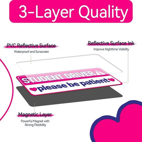 Teen Driver Magnet Sticker: Funny Learner Driver Safety - 4 Pack Car Magnets - 10" x 3.5" in Kuwait