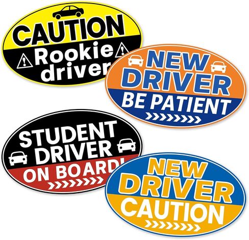 Teen Driver Magnet Sticker: Funny Learner Driver Safety - 4 Pack Car Magnets - 10" x 3.5" in Kuwait