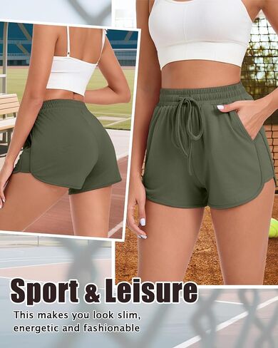 Neer 4 Pack Women's Sweat Shorts, Casual Athletic Workout Shorts with Pockets Drawstring Summer Lounge Bottoms in Kuwait