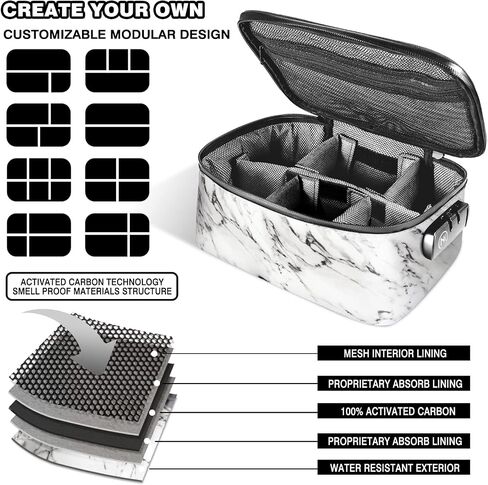 NKTOLEE Smell Proof Bag & Storage Box - Combination Lock, Resealable - Personal Organizer - Marble Case in Saudi Arabia