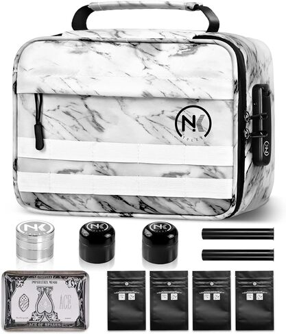 NKTOLEE Smell Proof Bag & Storage Box - Combination Lock, Resealable - Personal Organizer - Marble Case in Saudi Arabia