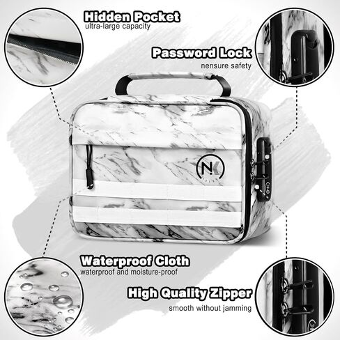 NKTOLEE Smell Proof Bag & Storage Box - Combination Lock, Resealable - Personal Organizer - Marble Case in Saudi Arabia