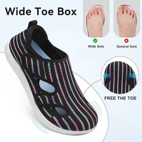 LeIsfIt Diabetic Shoes for Women Adjustable Extra Wide Barefoot Walking Shoes for Swollen Arthritis Edema Feet Wide Width Zero Drop Sole in Saudi Arabia
