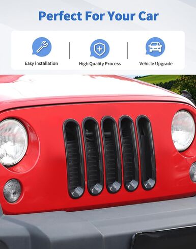 Chrome JK Grill Inserts Front Grille Mesh no Mesh Cover Guard for Jeep Wrangler JK 2007-2017 Clip-on Grille Accessories in Saudi Arabia
