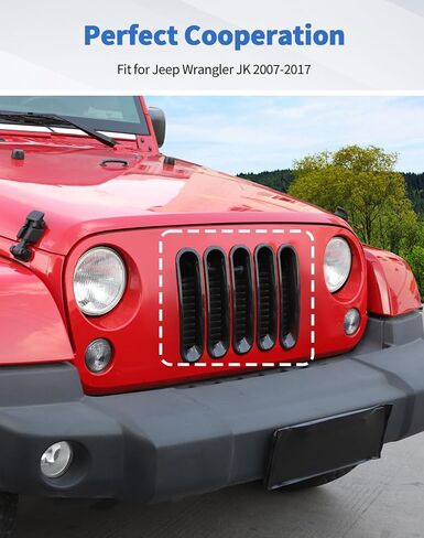 Chrome JK Grill Inserts Front Grille Mesh no Mesh Cover Guard for Jeep Wrangler JK 2007-2017 Clip-on Grille Accessories in Saudi Arabia