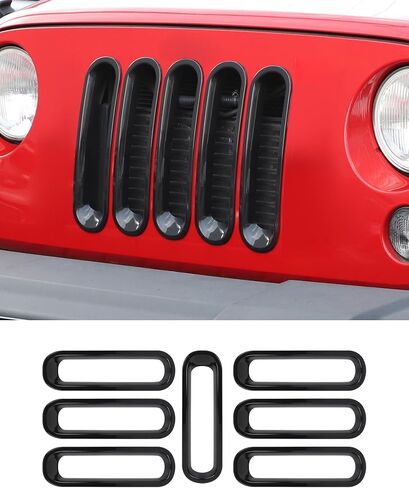 Chrome JK Grill Inserts Front Grille Mesh no Mesh Cover Guard for Jeep Wrangler JK 2007-2017 Clip-on Grille Accessories in Saudi Arabia