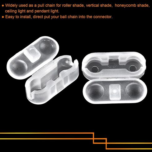 MECCANIXITY Ball Chain Connector, 4.5mm Dia. Clamshell Style Crimp Clip Link for Window Roller Blind Curtain, Plastic Clear Pack of 30 in Saudi Arabia