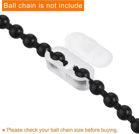 MECCANIXITY Ball Chain Connector, 4.5mm Dia. Clamshell Style Crimp Clip Link for Window Roller Blind Curtain, Plastic Clear Pack of 30 in Saudi Arabia