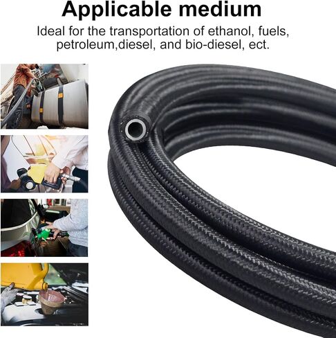 10AN PTFE Fuel Hose Line E85 Nylon Braided 20FT Black in Kuwait