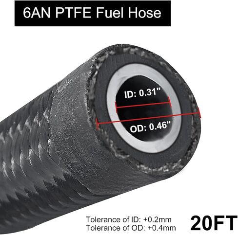 10AN PTFE Fuel Hose Line E85 Nylon Braided 20FT Black in Kuwait