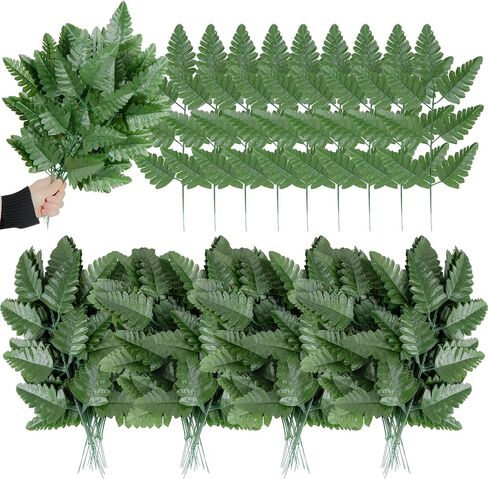 Xonor Silk Leaf Fern - أوراق السرخس الاصطناعية ، مصنع الخضراء ، مصنع المقبرة القبر الزفاف الزفاف الزفاف ديكور حديقة (100pcs ، الأخضر الداكن) in Kuwait