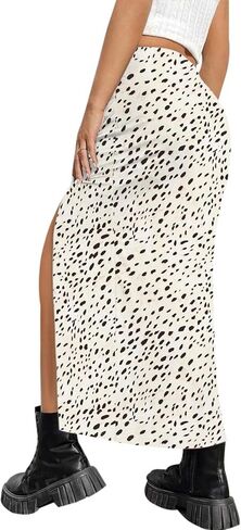 Aimcoo Womens Leopard Print Midi Skirt with Slit Stepressy Ruched Long Traints Summer Summer مرنة مرنة عالية الخصر التنانير الأزهار in Kuwait