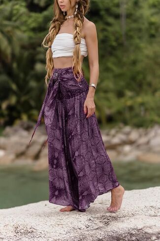 Women’s Boho Maxi Long Skirt & Dress – 2-in-1 Convertible Mandala Floral Hippie Outfit – Summer Beachwear, Fair Trade in Kuwait