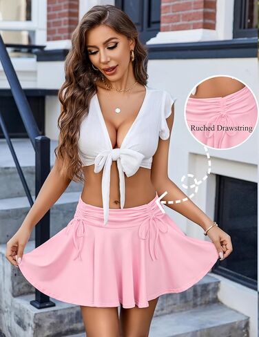 Avidlove نساء مطوي تنورة مصغرة y2k الرباط تنانير قصيرة rouched skater تنورة in Kuwait