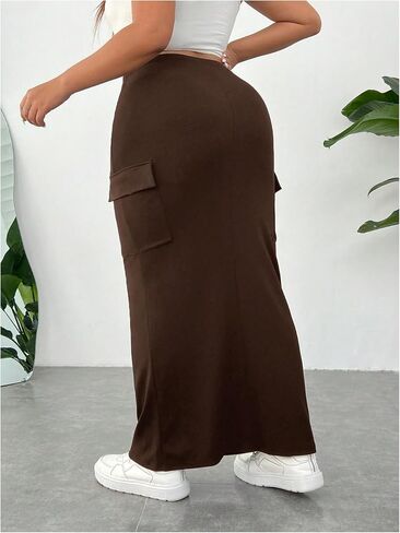 SOLY HUX Women's Plus Size Cargo Skirts Y2k Vintage Long Maxi Skirts with Pockets Streetwear in Saudi Arabia