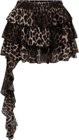 نساء y2k الجرونج الشرير الفهد النمر طبقة طبقة تنورة قصيرة التنورة in Kuwait