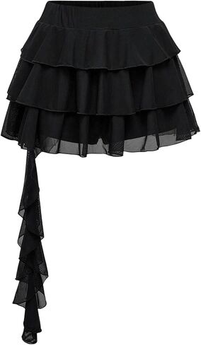 Women's Y2K Grunge Punk Leopard Print Layered Hem Short Skirt A Line Ruffle Skirts in Saudi Arabia