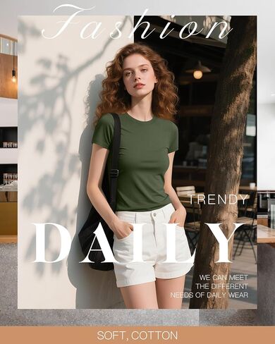 7 Pack Women's Fitted Basic T-Shirts Bulk Crewneck Tight Cotton Short Sleeve Tee Multipack Slim Summer Casual Tops in Saudi Arabia